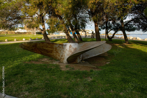a ship's propeller on display in the park © Peter