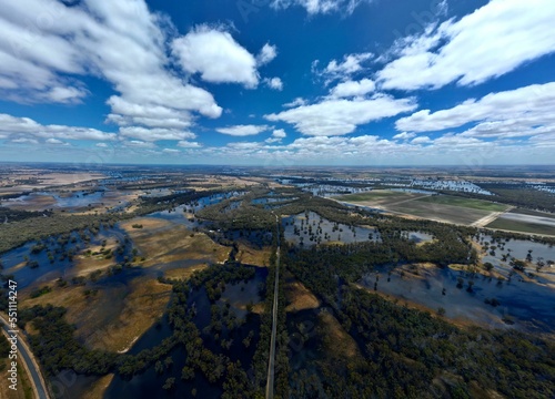 Aerial view of the flooded forest in Deniliquin town photo