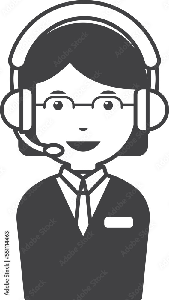 female call center employee illustration in minimal style female call center employee illustration in minimal style