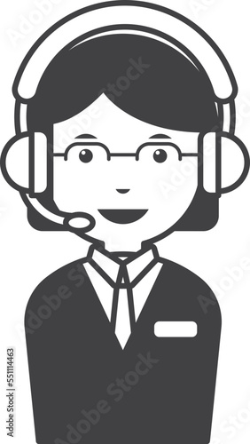 female call center employee illustration in minimal style © toonsteb