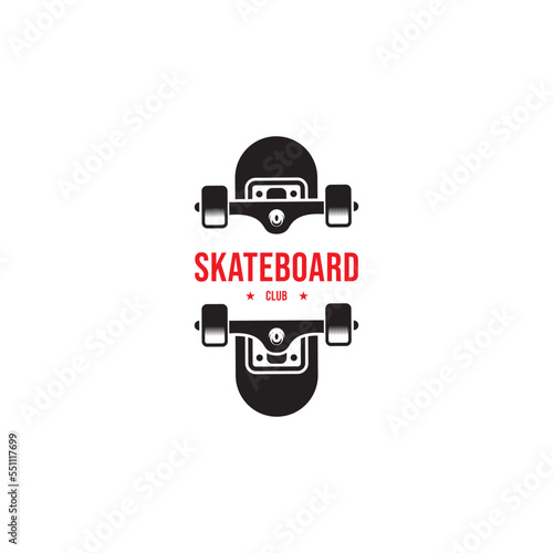 Skateboarding logo design. City skating. Skateboarding typography. Vintage vector illustration.