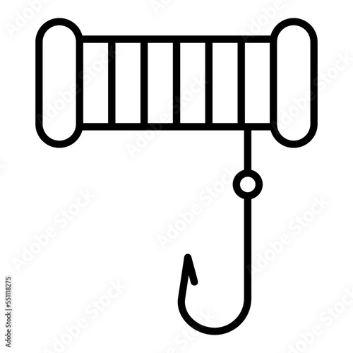 Fishing Line and Hook Icon Style