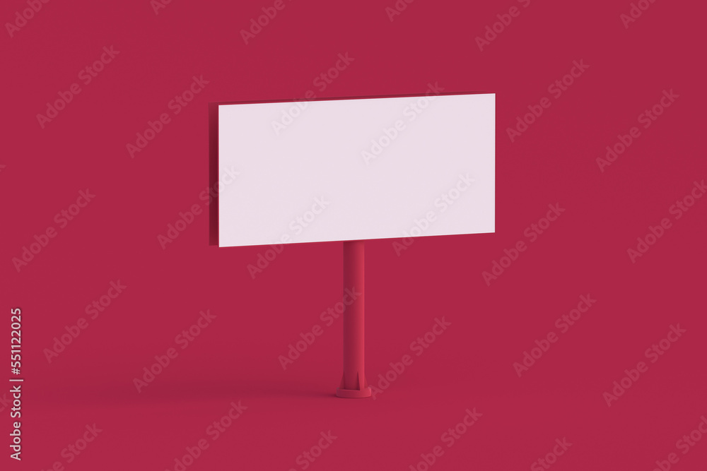 Fototapeta premium Billboard of magenta on red background. Color of the year 2023. 3d render