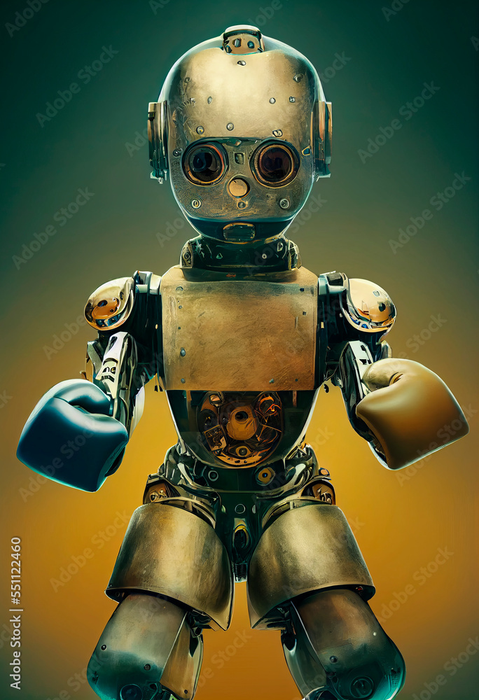 Robot boxer winner of the Olympic Games. Futuristic Sport 2030. Illustration for advertising, cartoons, games, print media. My collections. Robot boxer winner of the Olympic Games. Futuristic Sport 2030. Illustration for advertising, cartoons, games, print media. My collections.