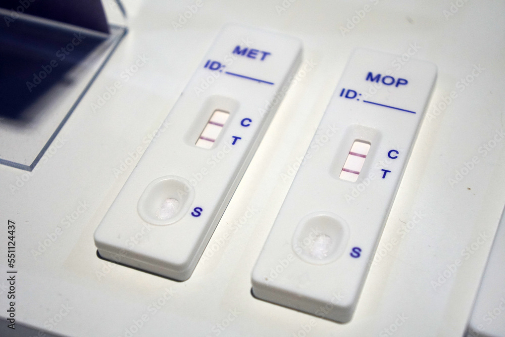 The Morphine (MOP) rapid test. Methamphetamine (MET) rapid test. The Morphine (MOP) rapid test. Methamphetamine (MET) rapid test.