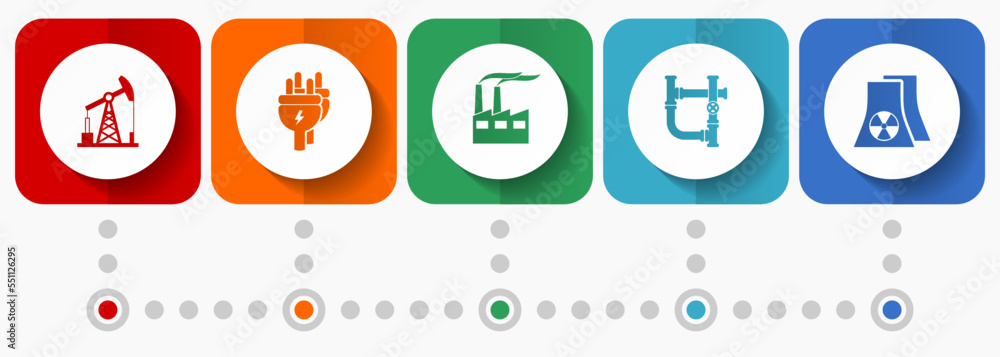 Industrial vector icons, power and energy flat design web buttons collection, business concept infographic template Industrial vector icons, power and energy flat design web buttons collection, business concept infographic template