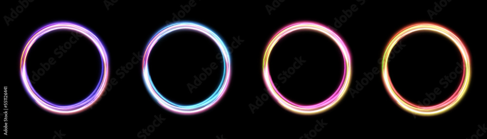Light neon glowing ring. Bright glowing neon frame made of bright glowing rays. vector png Light neon glowing ring. Bright glowing neon frame made of bright glowing rays. vector png