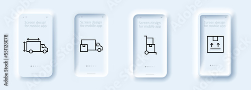 Delivery icons set. Security, speed, integrity, time, path, protection. Delivery concept. Neomorphism style. Vector line icon for business