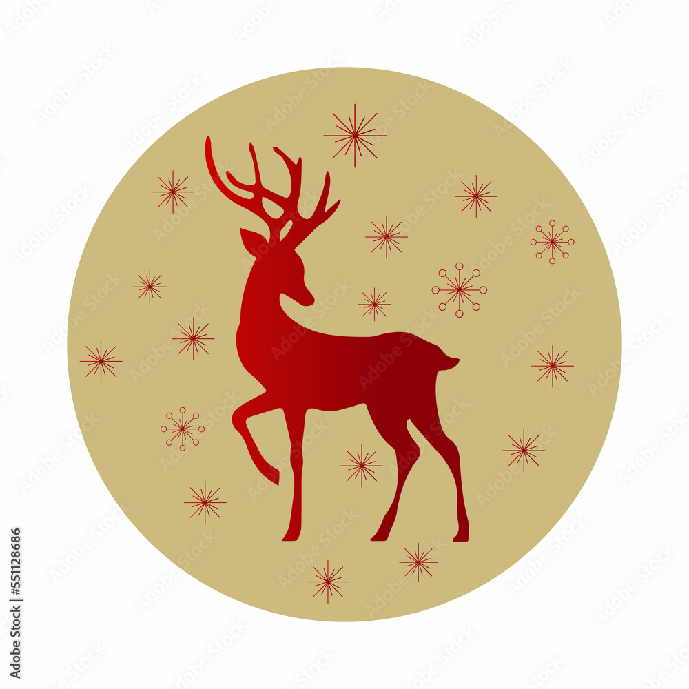 Round icon, background, card with New Year and Christmas design. Red and gold colors. For backgrounds, greetings, printing Round icon, background, card with New Year and Christmas design. Red and gold colors. For backgrounds, greetings, printing