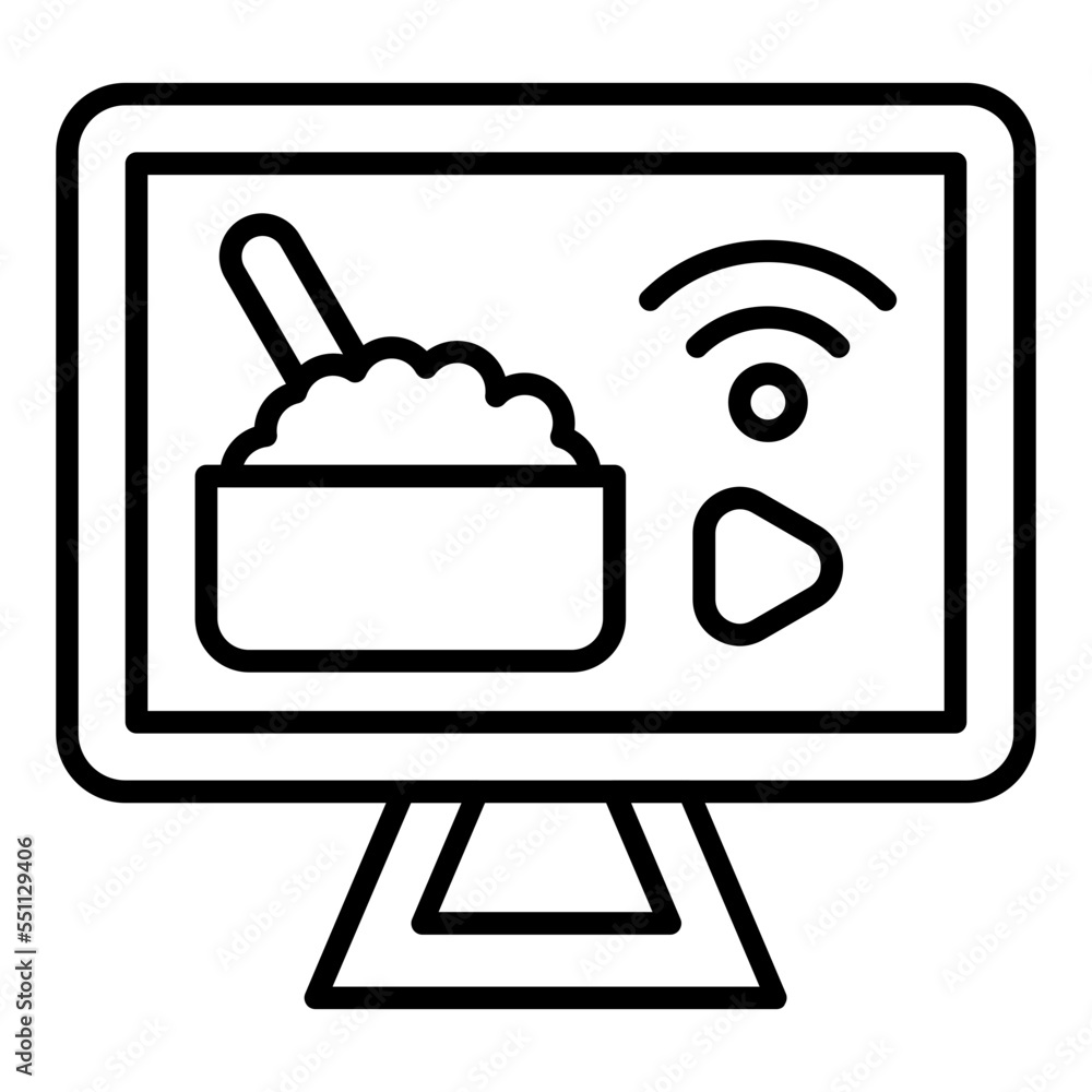 Naklejka premium Mukbang Icon Style