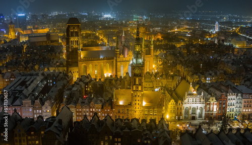night in the gdansk city