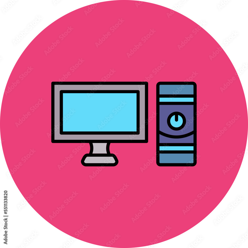 Computer Multicolor Circle Filled Line Icon Computer Multicolor Circle Filled Line Icon