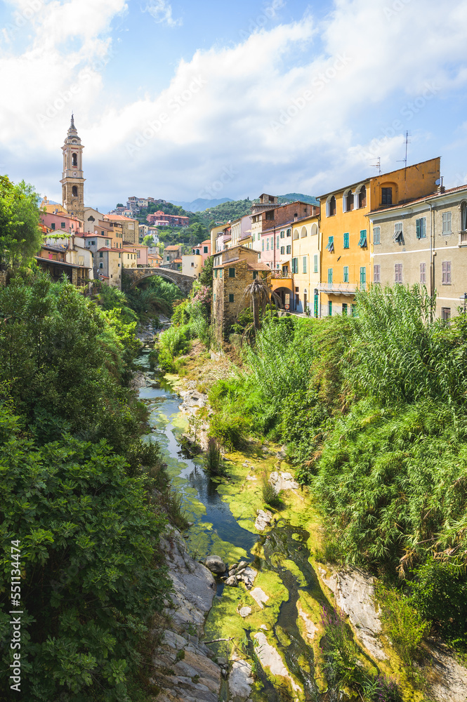 Dolcedo, picturesque medieval town in Maritime Alps mountain on Riviera by Imperia, Liguria, Italy