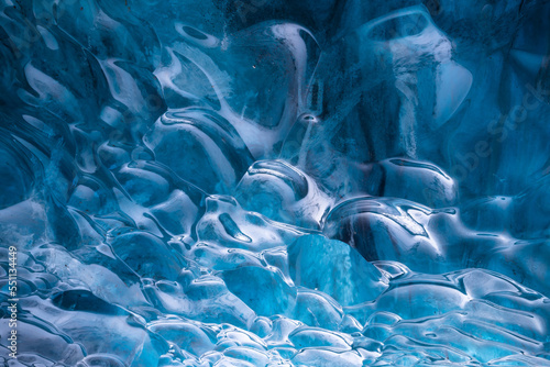 The Ice Cave in Iceland. Crystal Ice Cave. Vatnajokull National Park. Inside view of the ice as a background. Winter landscapes in Iceland. photo