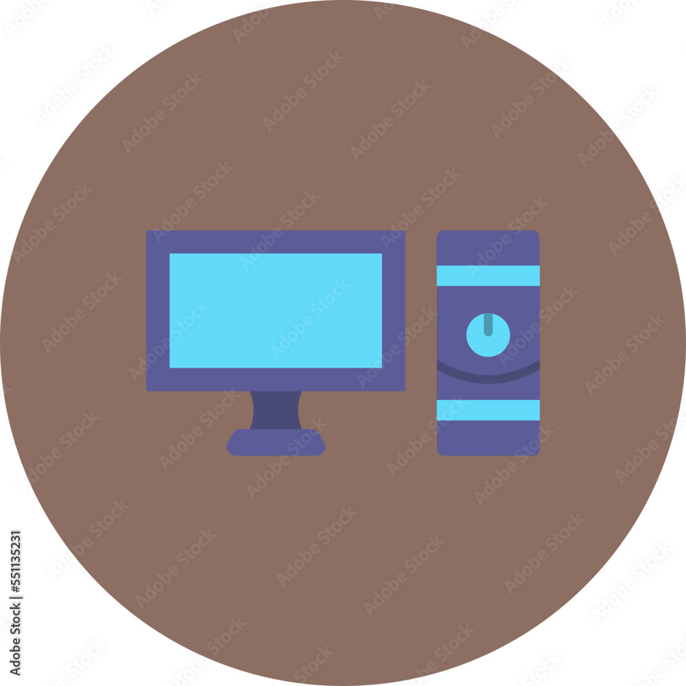 Computer Multicolor Circle Flat Icon Computer Multicolor Circle Flat Icon
