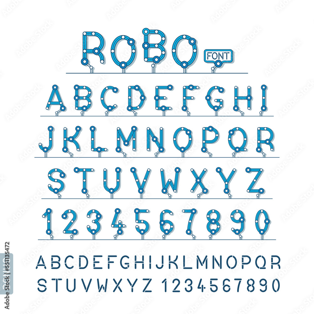 Full set of technical robot vector font letters Full set of technical robot vector font letters