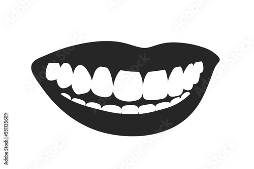 Smiling woman mouth white teeth design element
