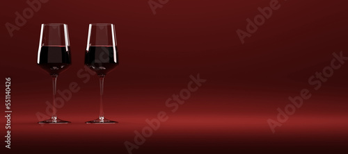 Wallpaper Mural Two glasses of red wine on red background Torontodigital.ca