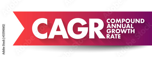CAGR Compound Annual Growth Rate - investment over a specified period of time longer than one year, acronym text concept background