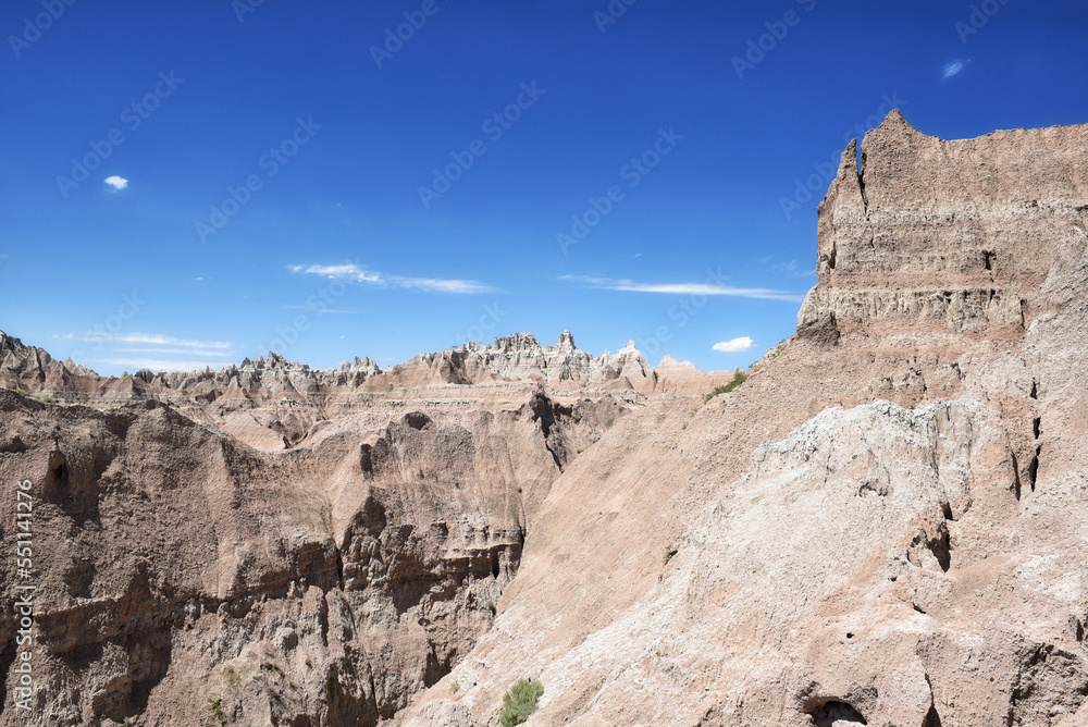 Barren landscape of the Badlands National Park in South Dakota. Barren landscape of the Badlands National Park in South Dakota.