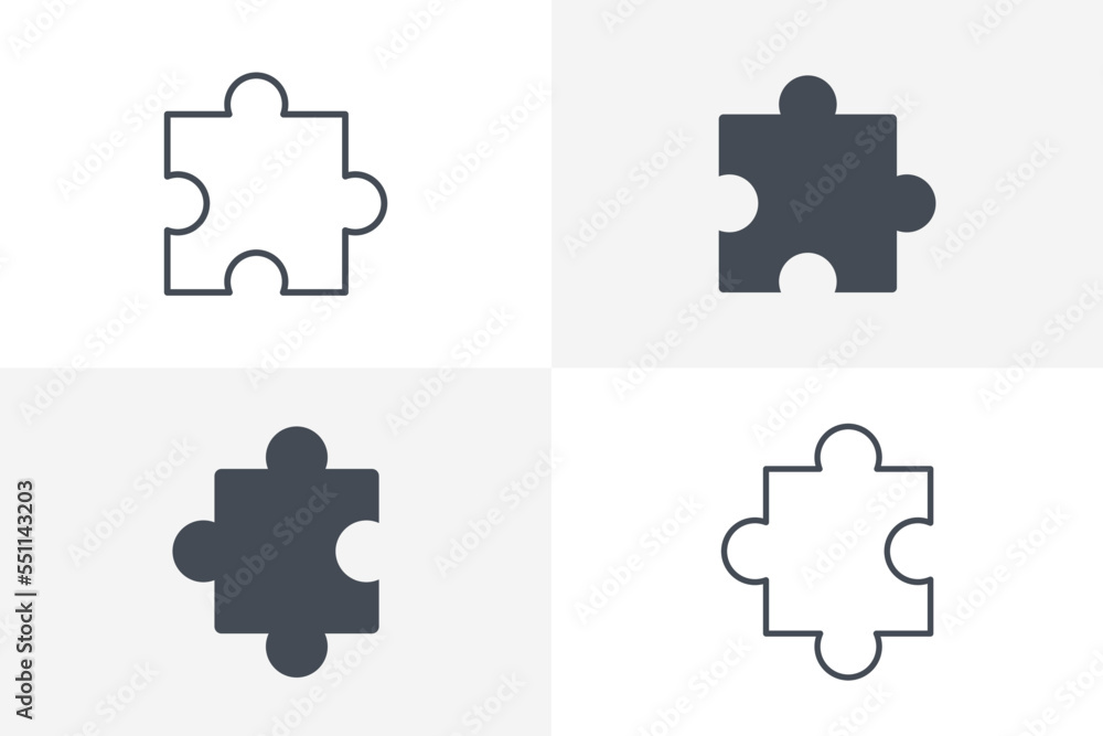 Piece, puzzle icon set vector. Piece icon bundle isolated on white background Piece, puzzle icon set vector. Piece icon bundle isolated on white background