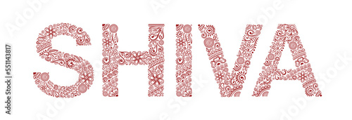 SHIVA henna tattoo doodle vector ornament on white background. For banner, poster, flyer, t-shirt