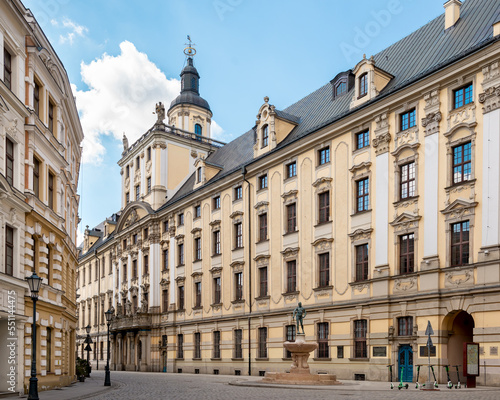 Baroque university and museum buildings in the old town of Wroclaw