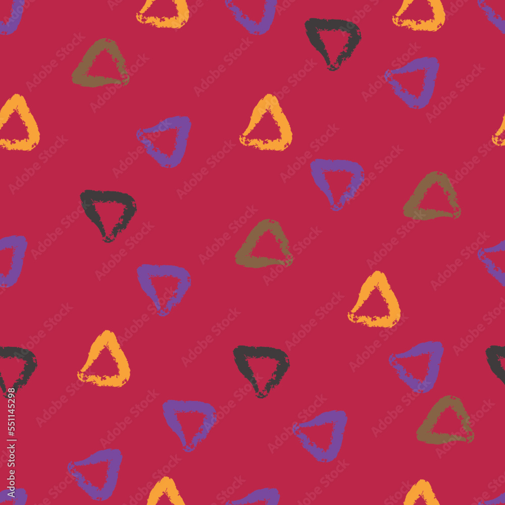 Pattern with Hand Drawn Irregular Triangles on Viva magenta Background Pattern with Hand Drawn Irregular Triangles on Viva magenta Background