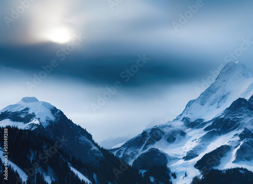 Snowy Mountains, winter, white snow peak