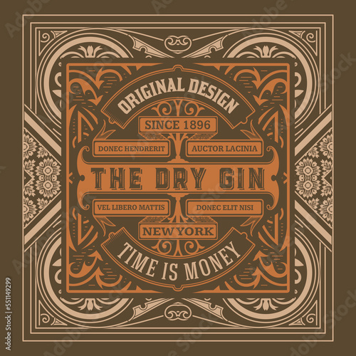 Whiskey label with old frames