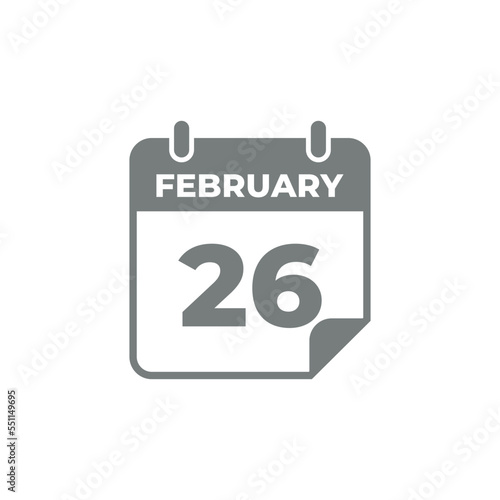 February Calendar Icon Vector Template