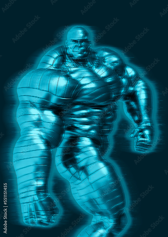 Fototapeta premium man made of steel doing a bodybuilder pose number ten close up in a white background