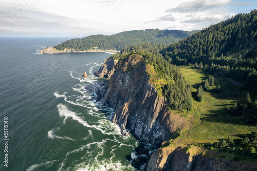 aerial view of the coast and cliffs