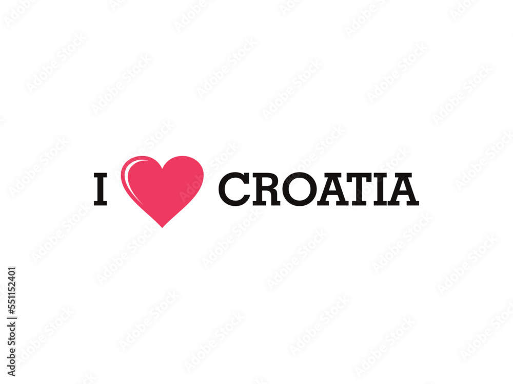I Love Croatia Country Vector Logo Template