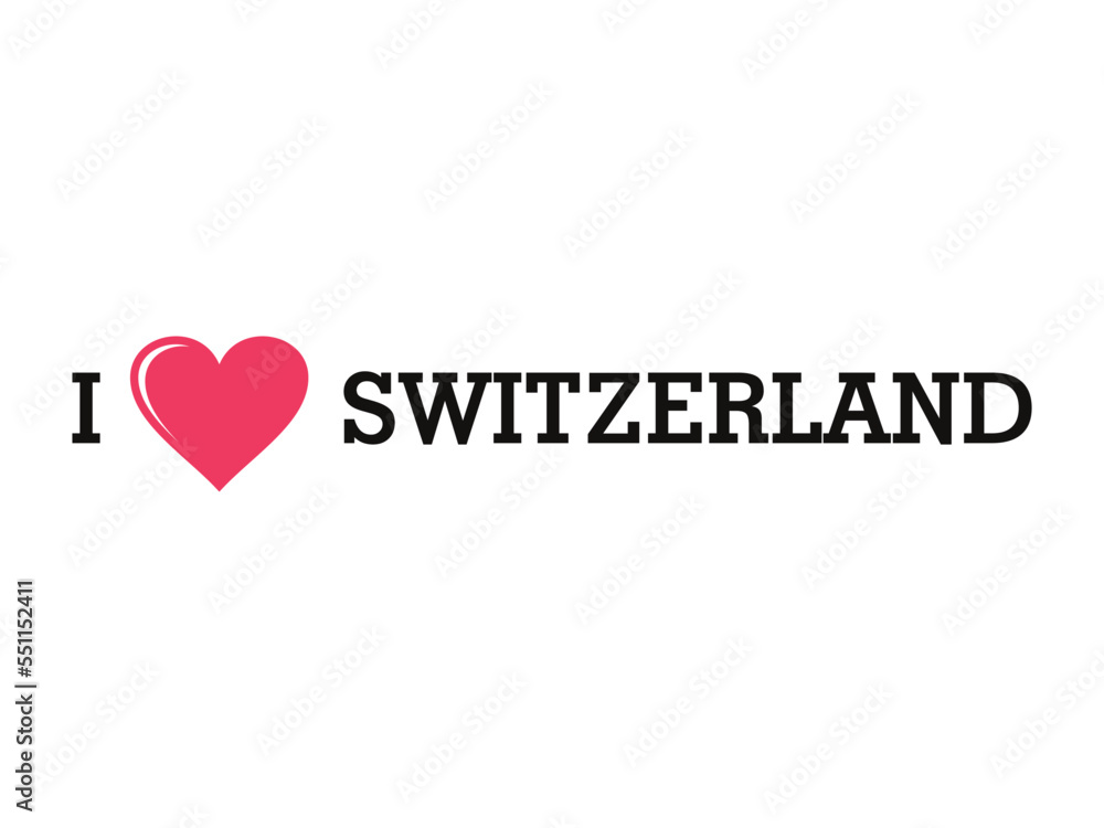 I Love Switzerland Country Vector Logo Template