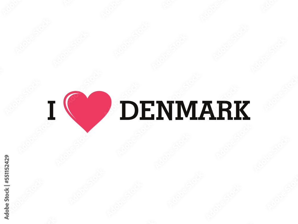 I Love Denmark Country Vector Logo Template I Love Denmark Country Vector Logo Template