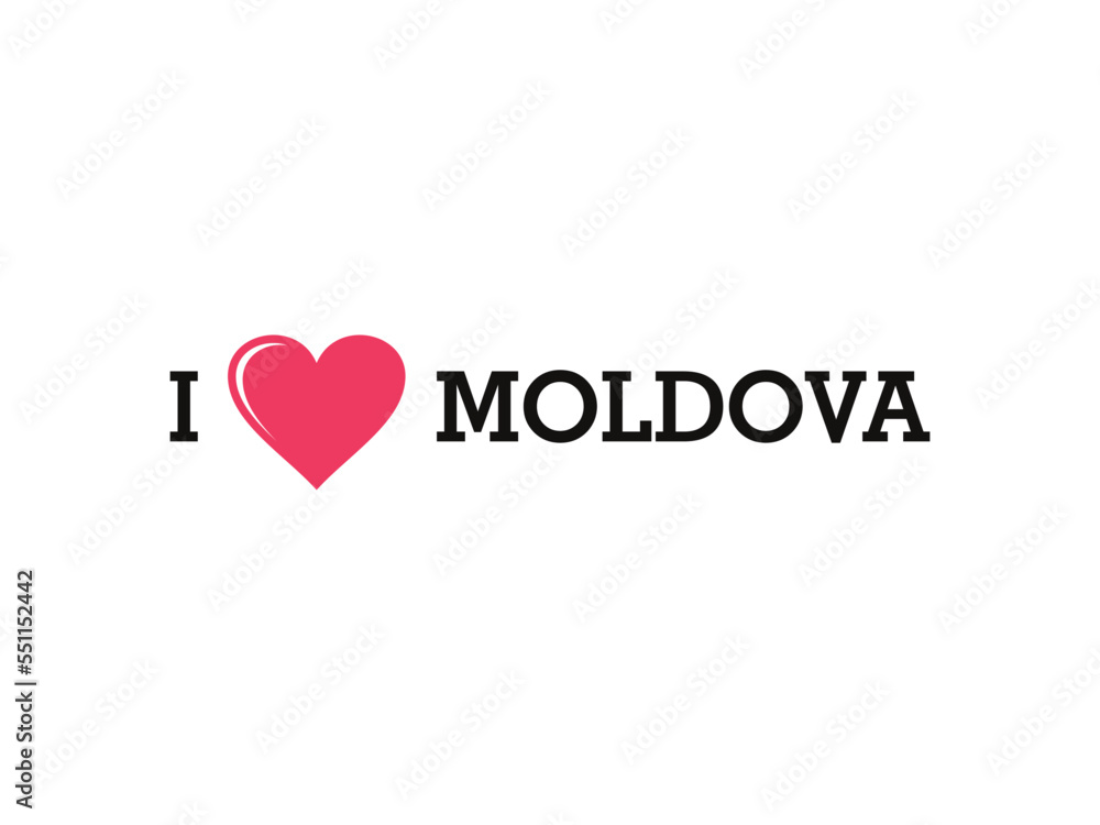 I Love Moldova Country Vector Logo Template