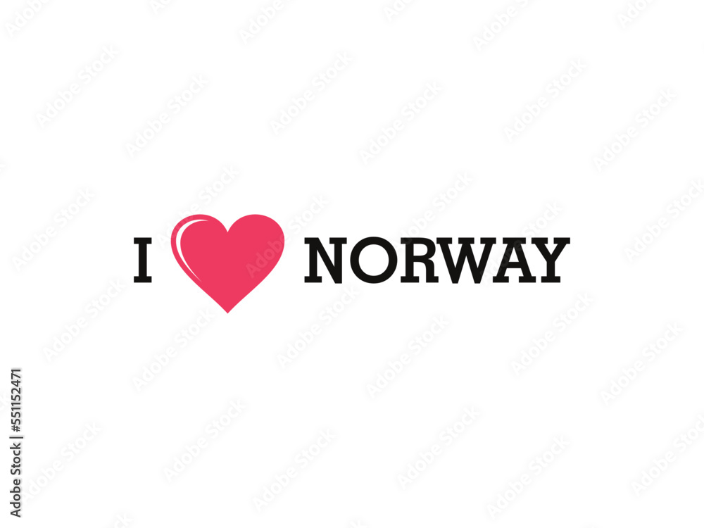 I Love Norway Country Vector Logo Template