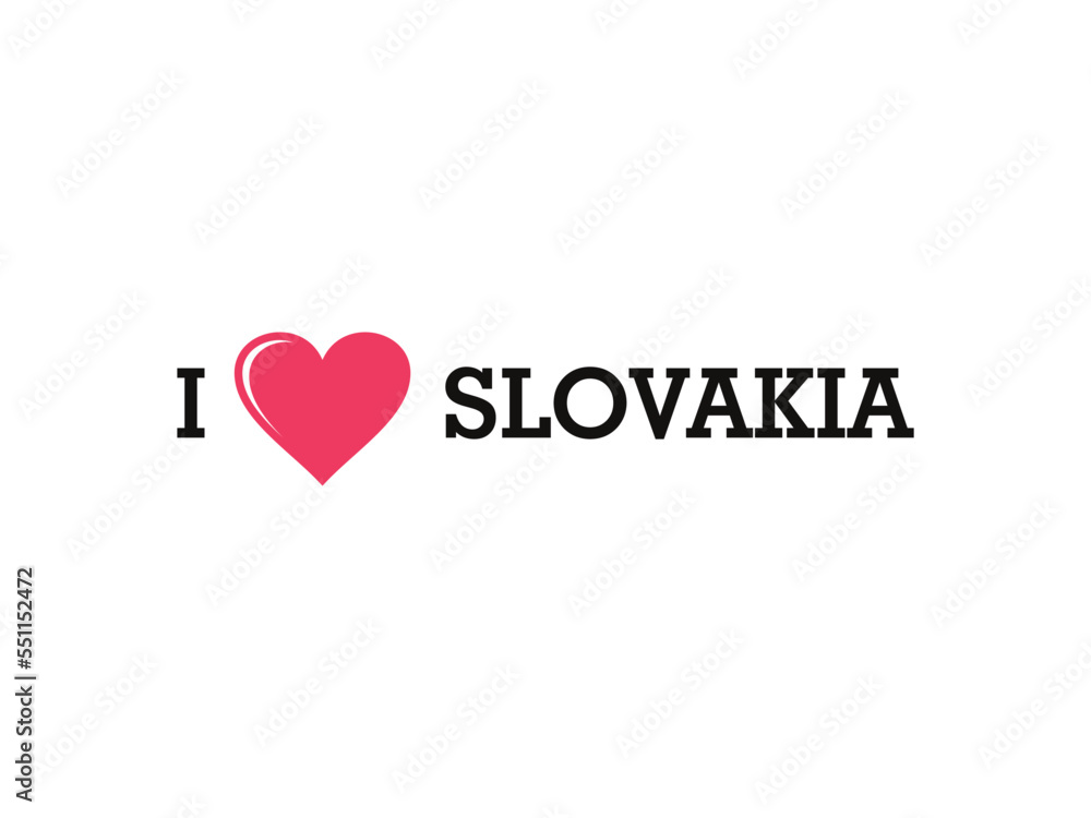 I Love Slovakia Country Vector Logo Template