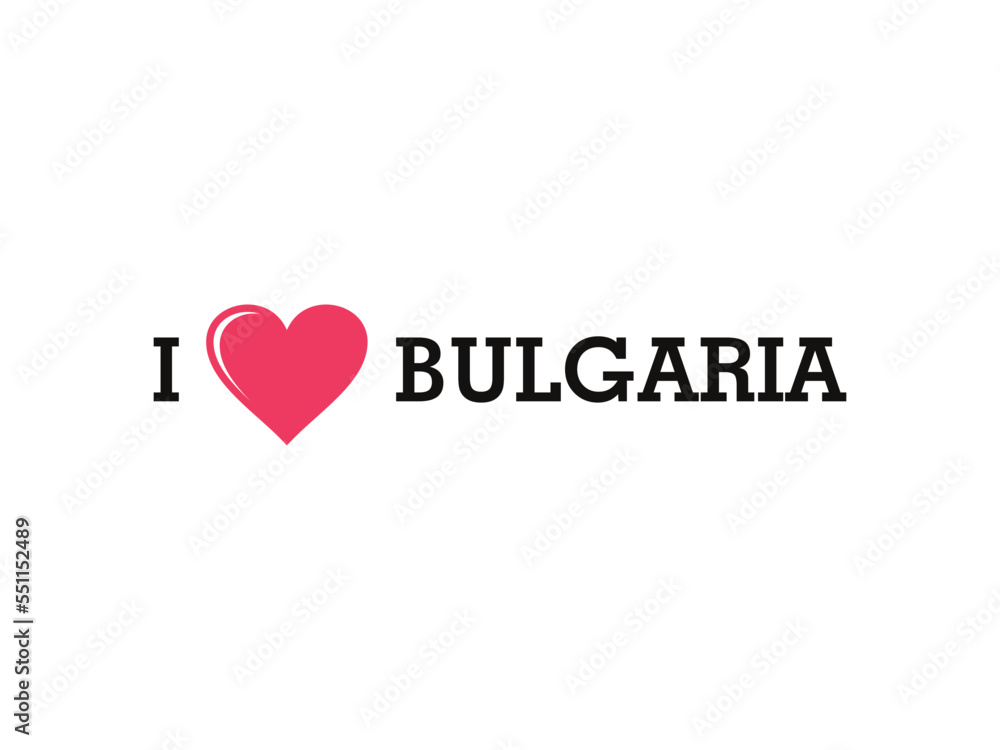 I Love Bulgaria Country Vector Logo Template