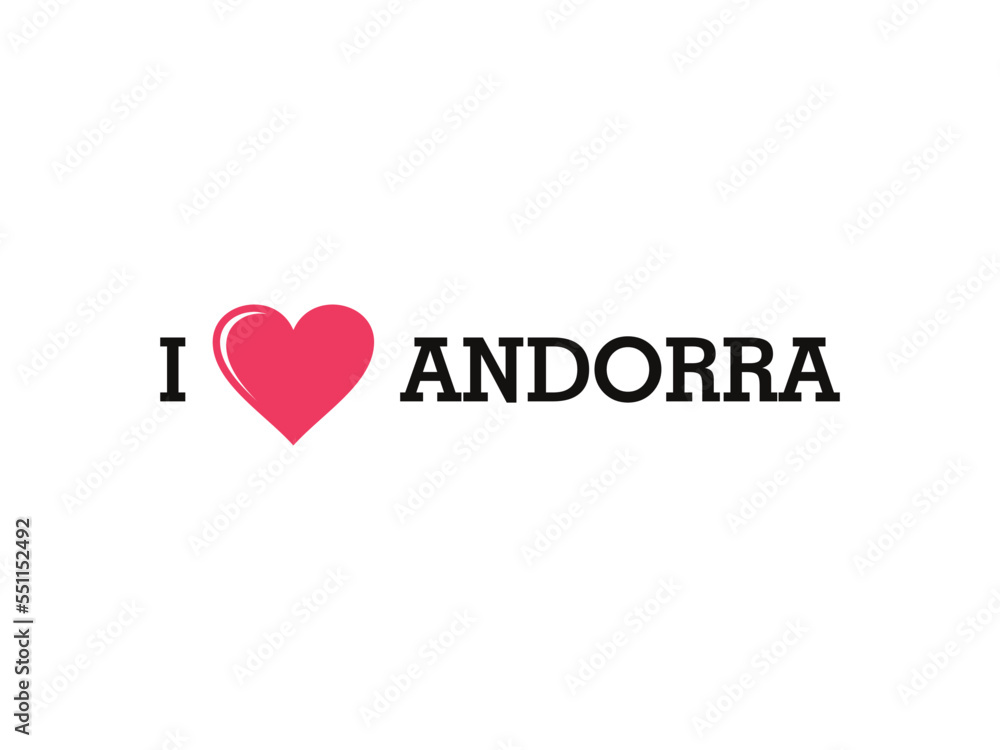 I Love Andorra Country Vector Logo Template
