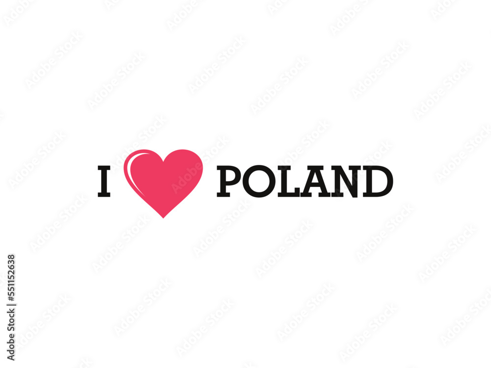 I Love Poland Country Vector Logo Template
