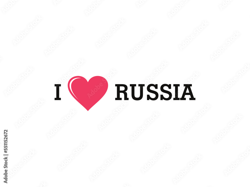 I Love Russia Country Vector Logo Template