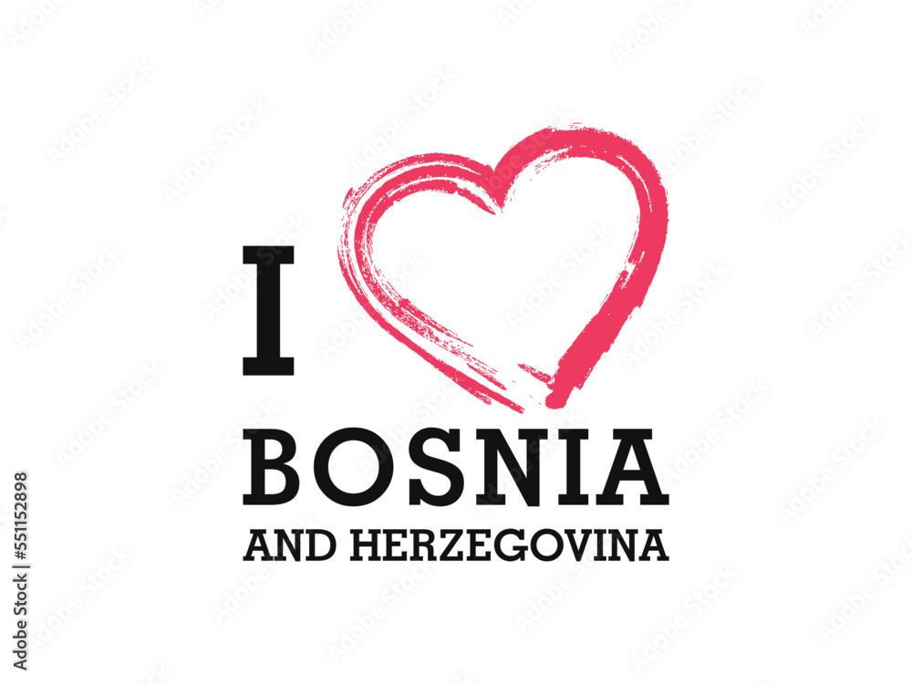 I Love Bosnia and Herzegovina Country Vector Logo Template I Love Bosnia and Herzegovina Country Vector Logo Template
