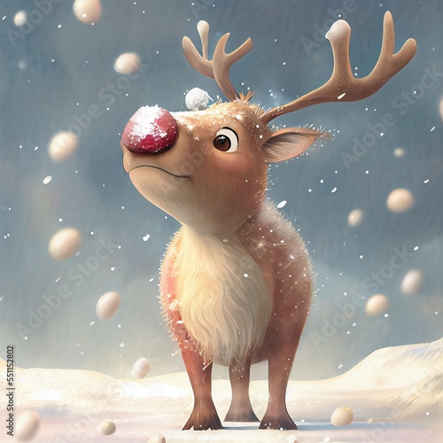 rudolph the reindeer in snow photo