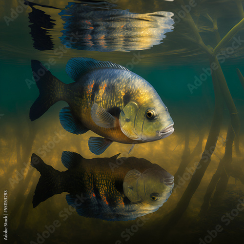 bluegill fish in a pond
 photo