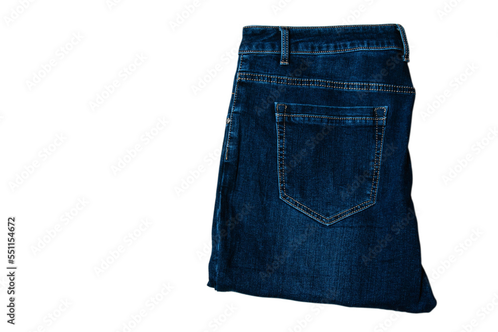 Beautiful women's jeans isolate on white background with copy space Beautiful women's jeans isolate on white background with copy space