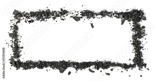 Black coal pile, frame isolated on white, clipping path