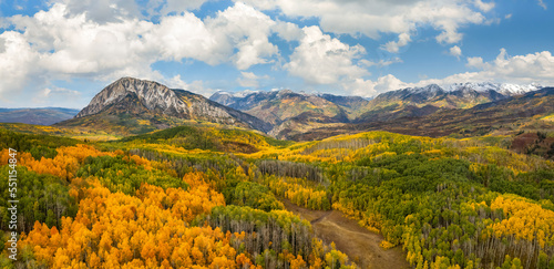 Autumn colors in the Colorado Rocky Mountains on scenic Gunnison County Road 12 through the Kebler Pass - view towards Marcellina Mountain photo