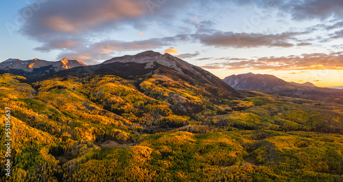 Fading Sunset Autumn colors at Kebler Pass in the Colorado Rocky Mountains - near Crested Butte on scenic Gunnison County Road 12 - Beckwith 